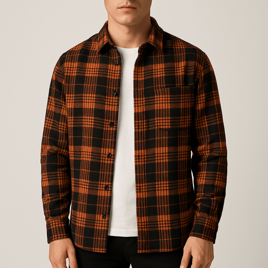 Men's - Plaid Flannel Shirt - Soft Cotton - Stylish Casual Wear