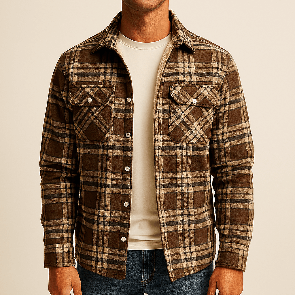 Men's - Sherpa-Lined Flannel Shirt Jacket - Warm & Durable - Outdoor Essential