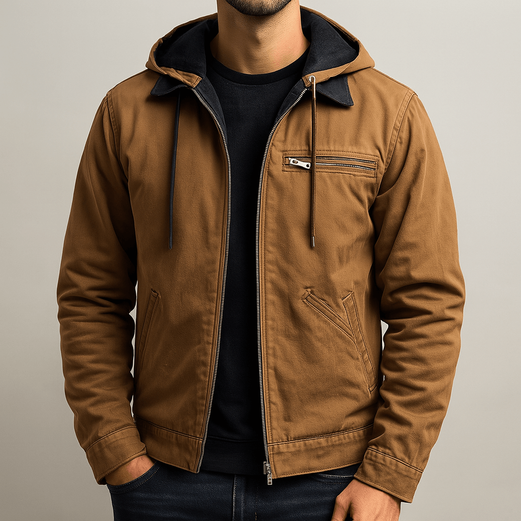Men's - Work Jacket - Sherpa-Lined, Hooded, Zip-Up - Fleece Jacket