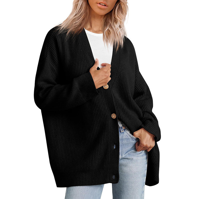 Women - Cardigan - Oversized Knit - Striped Look