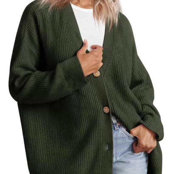 Women - Cardigan - Oversized Knit - Striped Look