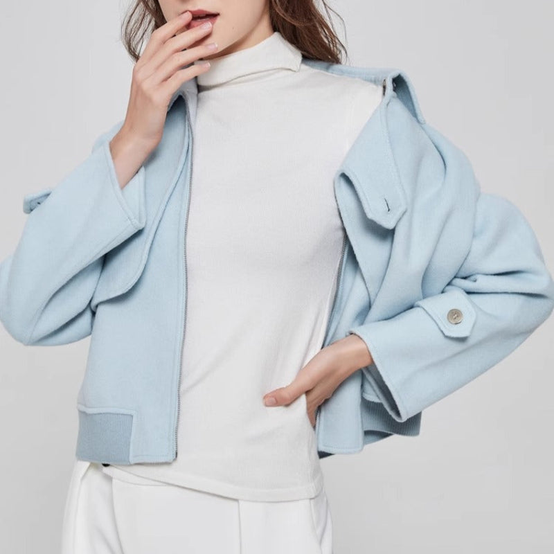 Women's - Stylish Wool Jacket - Classic Warmth & Timeless Elegance