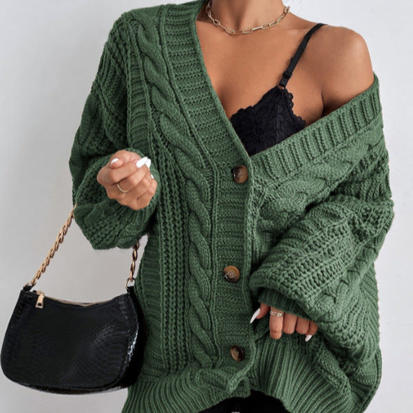 Women's - Cable Knit Cardigan - Cosy Knitwear
