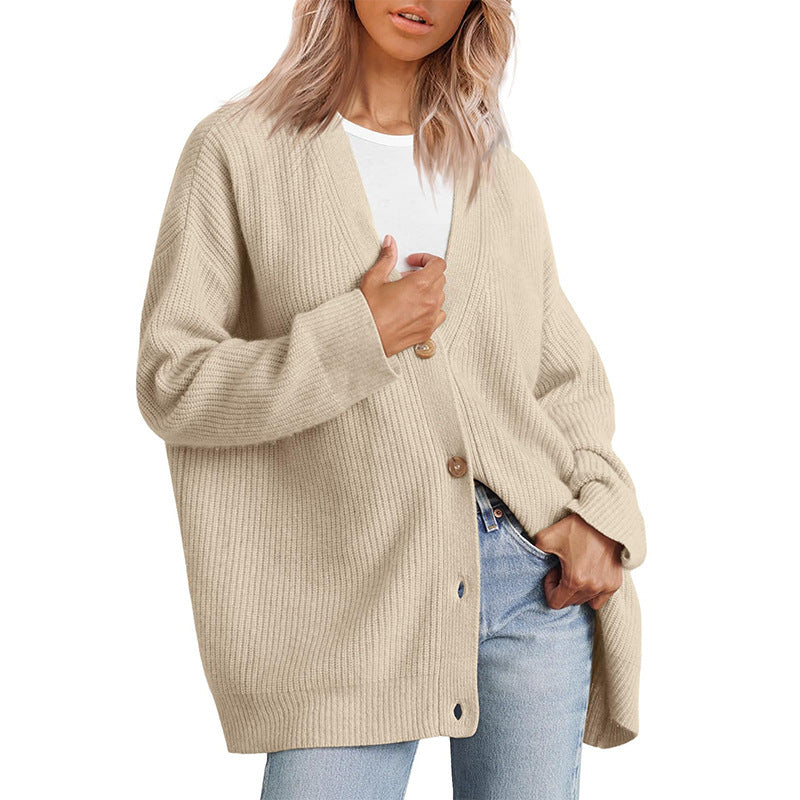 Women - Cardigan - Oversized Knit - Striped Look