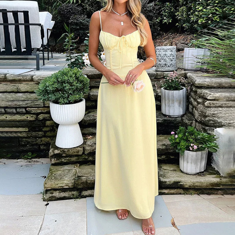 Women's - Elegant A-Line Dress with Knot Detail