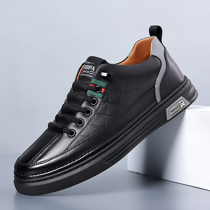 Men's - Casual Leather Sneakers - Stylish Footwear