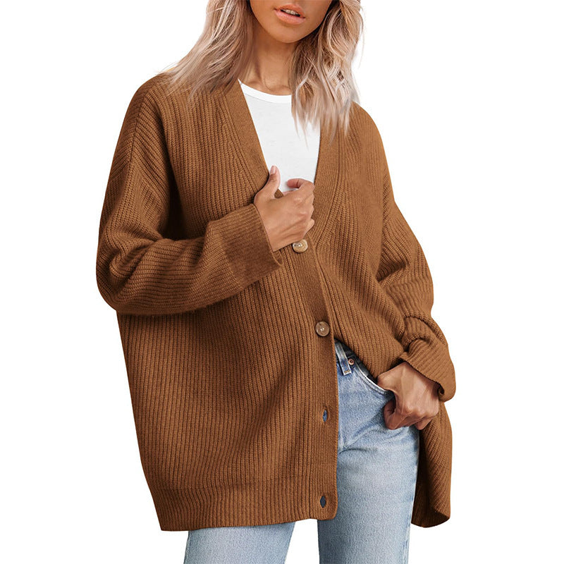 Women - Cardigan - Oversized Knit - Striped Look
