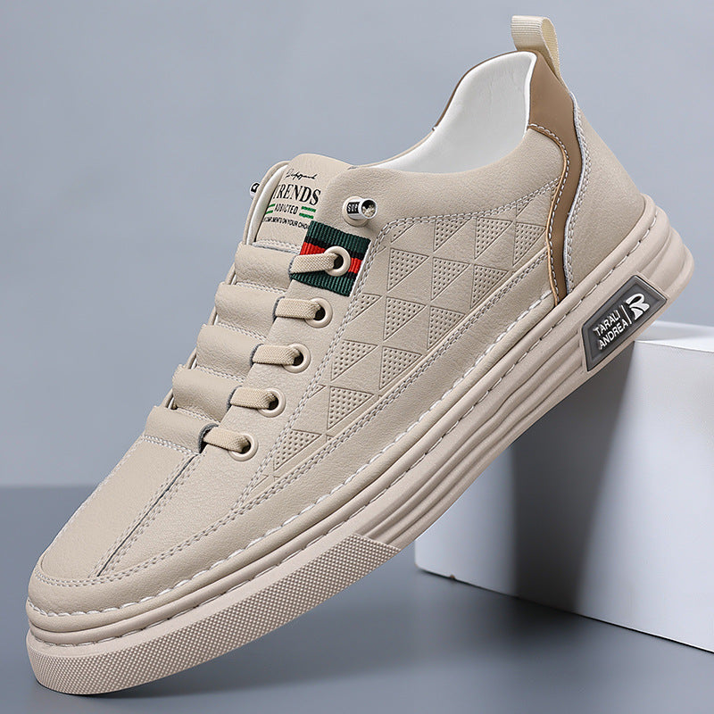 Men's - Casual Leather Sneakers - Stylish Footwear