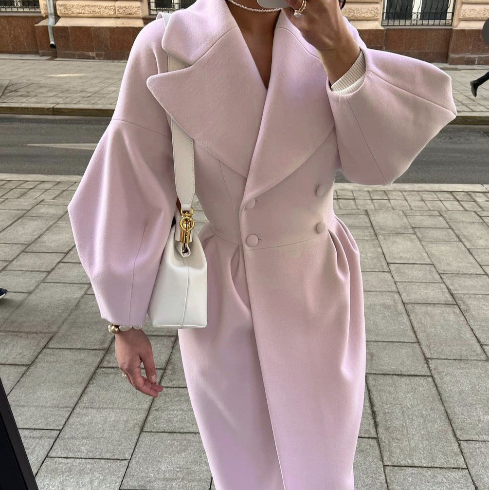 Women's - Elegant Long Trench Coat - Stylish Lapel Collar - Perfect for All Seasons