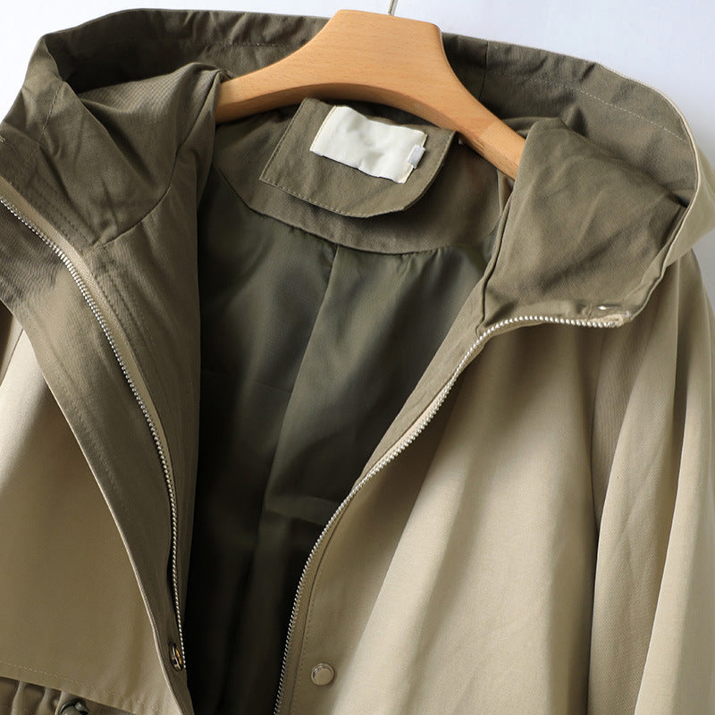 Women's - Hooded Trench Coat - Warm Winter Outerwear