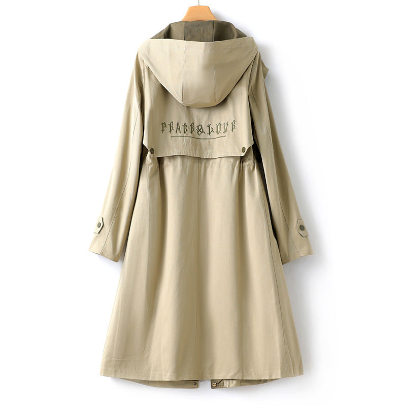 Women's - Hooded Trench Coat - Warm Winter Outerwear