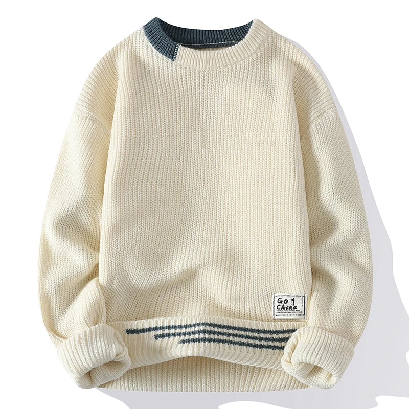 Men's - Color Tone Knitted Sweater - Cosy, Stylish, Soft Material - Perfect for Fall