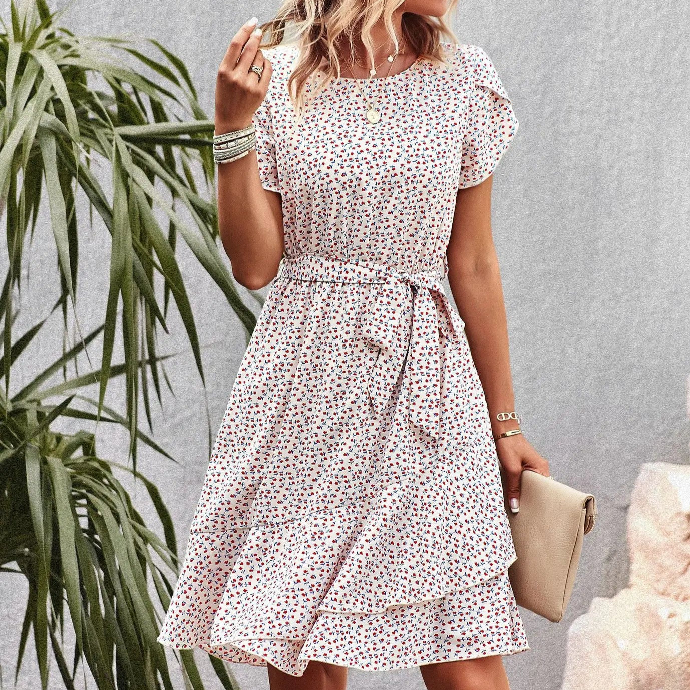 Women's - Summer Short Dress - Lightweight Fabric - Casual Chic Style - Ideal for Warm Weather Outings & Events