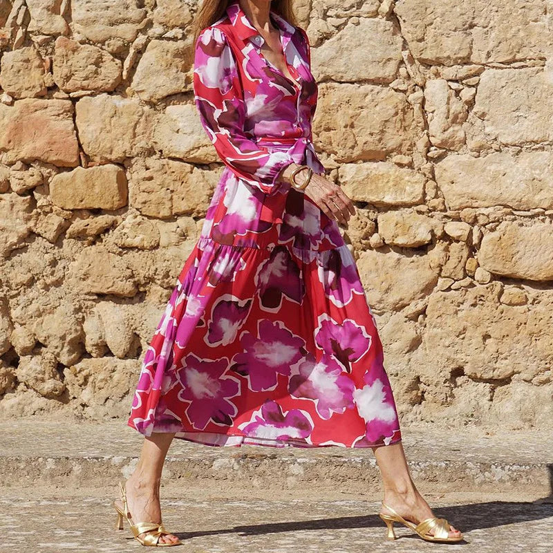 Women's - Boho Midi Dress - Lightweight Cotton Blend - Ideal for Summer Outings & Casual Gatherings