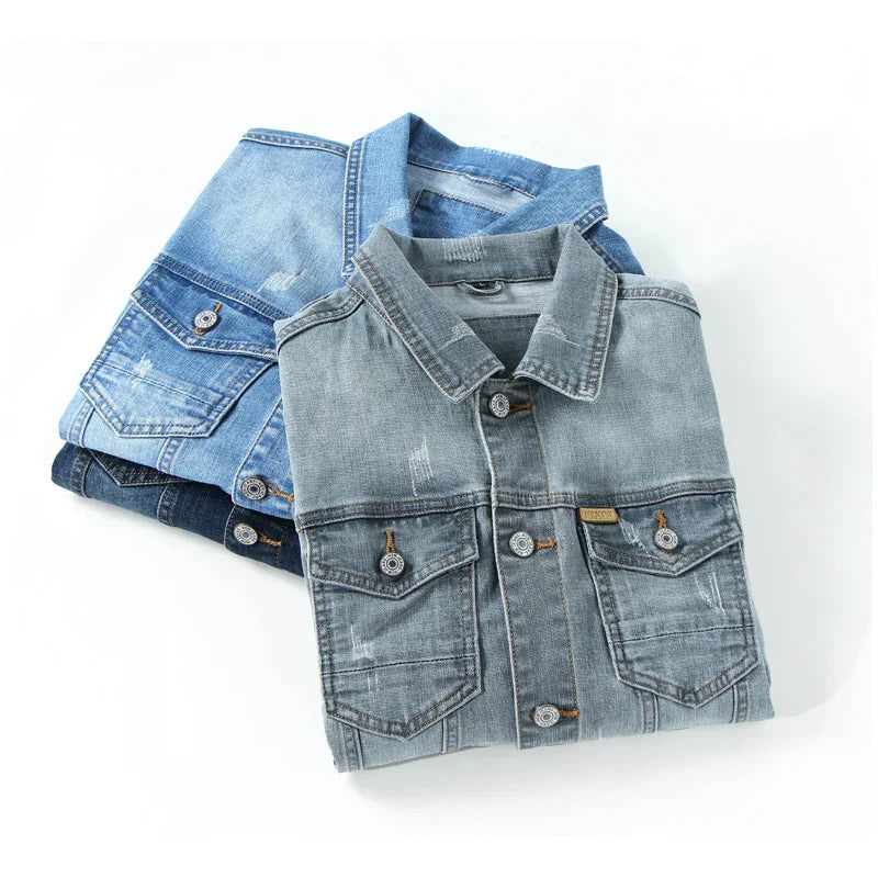 Men's – Blue Denim Jacket – Classic Design, Casual Style – Everyday Outerwear