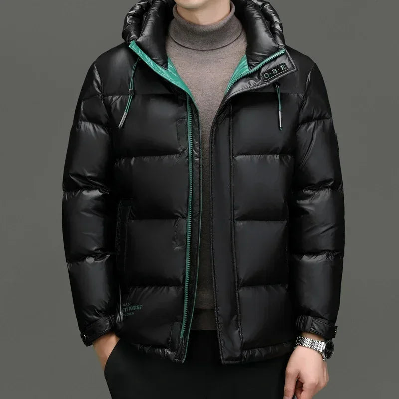 Men's - Hooded Winter Down Jacket - Warm & Stylish
