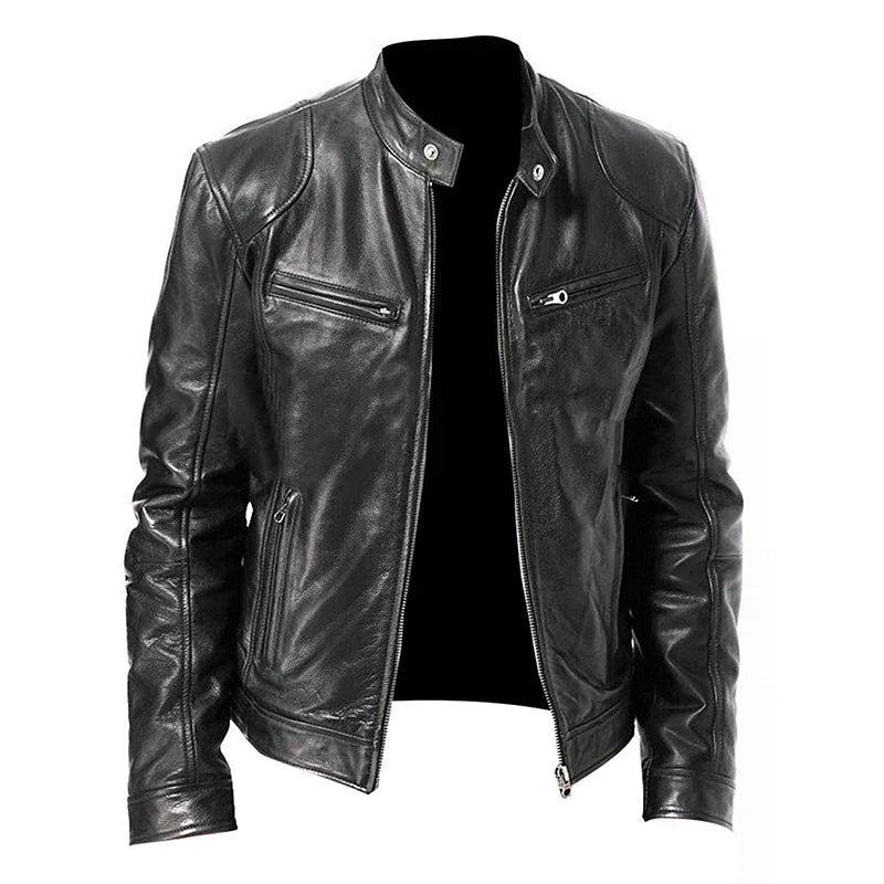 Men's - Biker Jacket - Stylish Casual Leather Outerwear