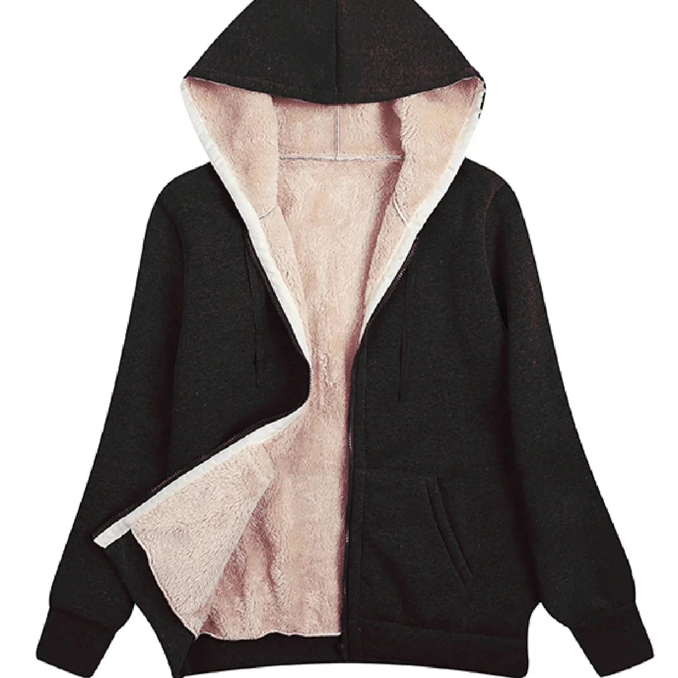 Women's - Hooded Fleece Jacket - Comfortable Long Sleeves