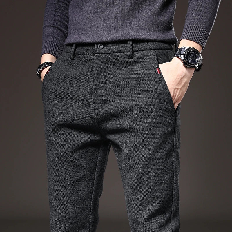 Men's - Slim Fit Pants - Comfortable Stretch Fabric - Stylish Everyday Wear