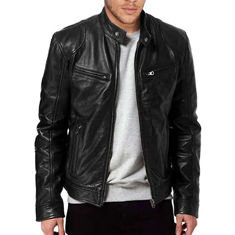 Men's - Biker Jacket - Stylish Casual Leather Outerwear