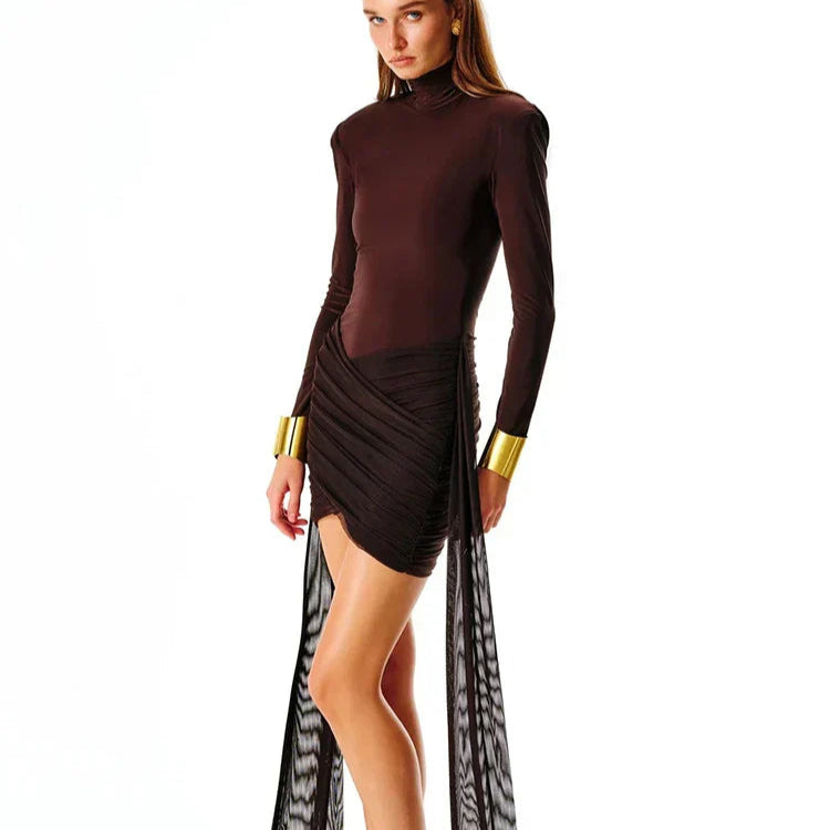 Women's - Draped Bodycon Dress - Smooth Fabric - Elegant Style - Perfect for Special Occasions