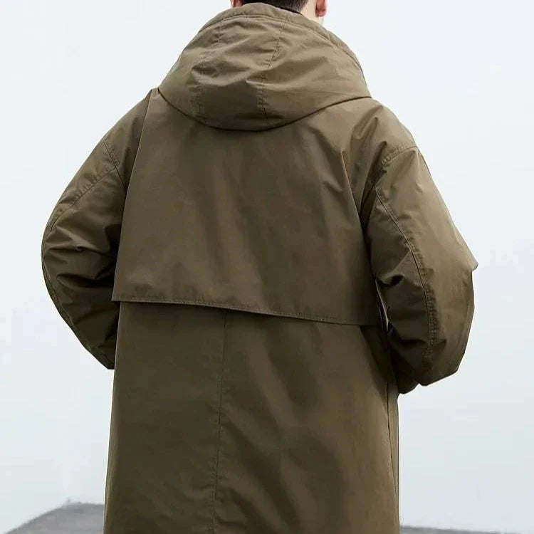 Men's - Stylish Trench Coat - Water-Resistant Fabric - Perfect for All Seasons