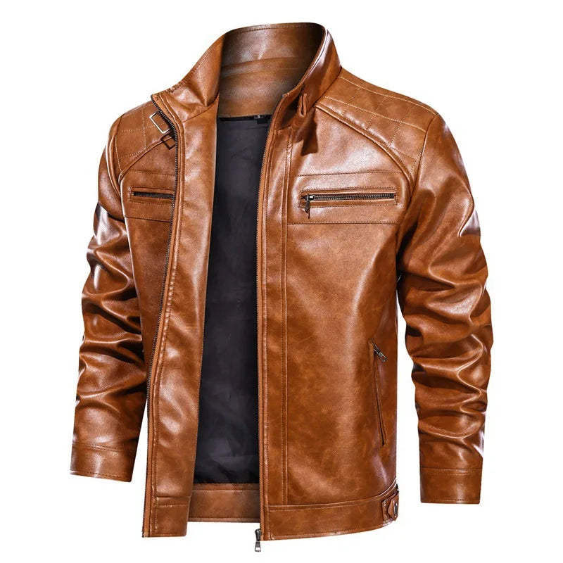 Men's - Biker Jacket - Black & Brown - Stylish Leather Outerwear