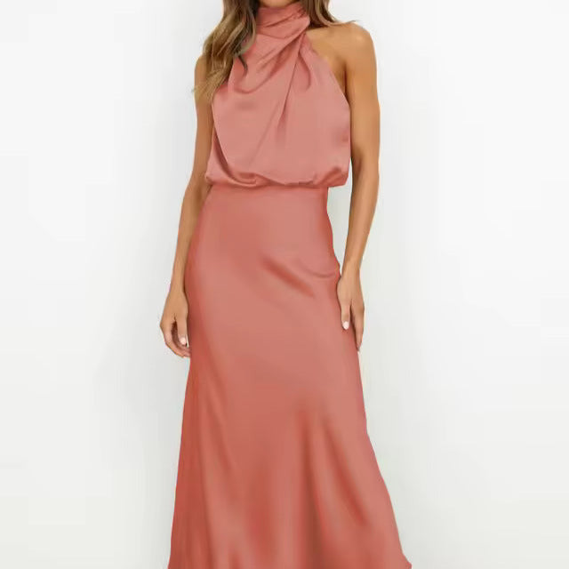 Women's - Elegant Halter Maxi Dress - Chic Style