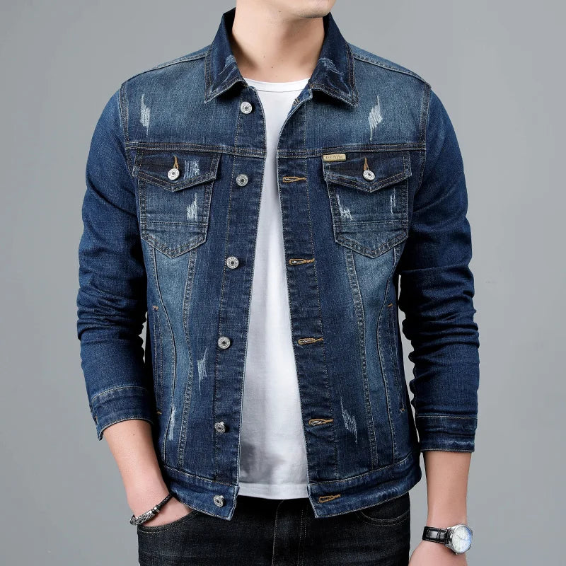 Men's – Blue Denim Jacket – Classic Design, Casual Style – Everyday Outerwear