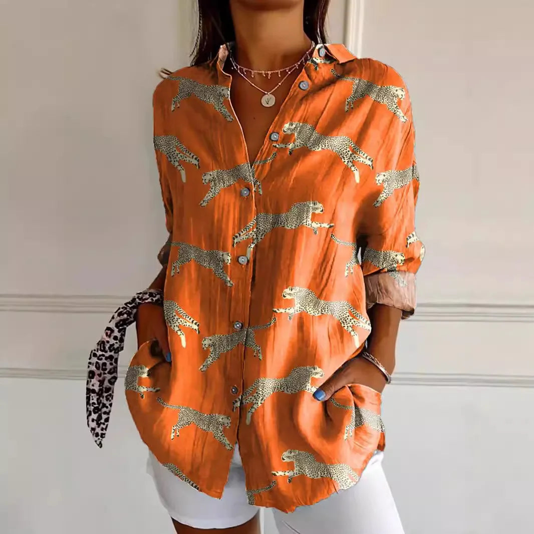 Women's - Floral Printed Spring Shirt - Lightweight Fabric - Ideal for Casual Outings - Stylish and Comfortable Design