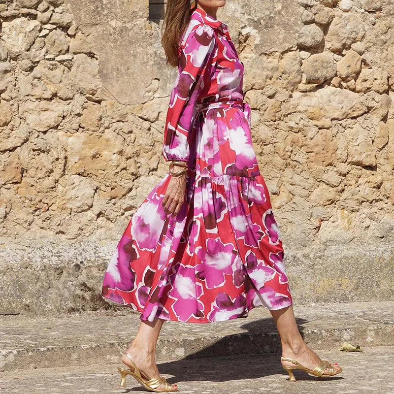 Women's - Boho Midi Dress - Lightweight Cotton Blend - Ideal for Summer Outings & Casual Gatherings
