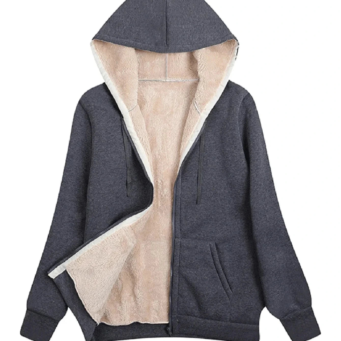 Women's - Hooded Fleece Jacket - Comfortable Long Sleeves