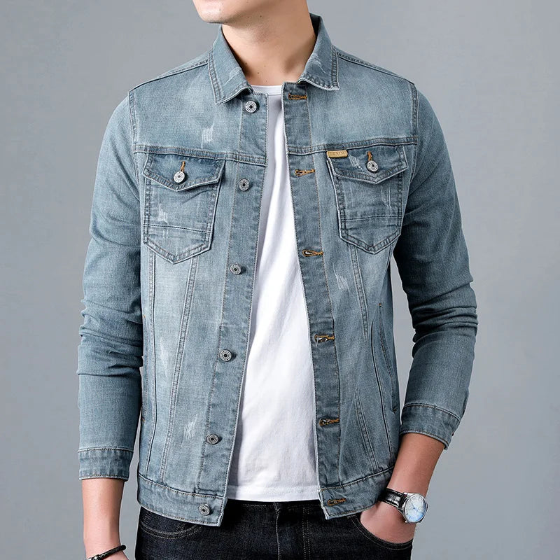 Men's – Blue Denim Jacket – Classic Design, Casual Style – Everyday Outerwear