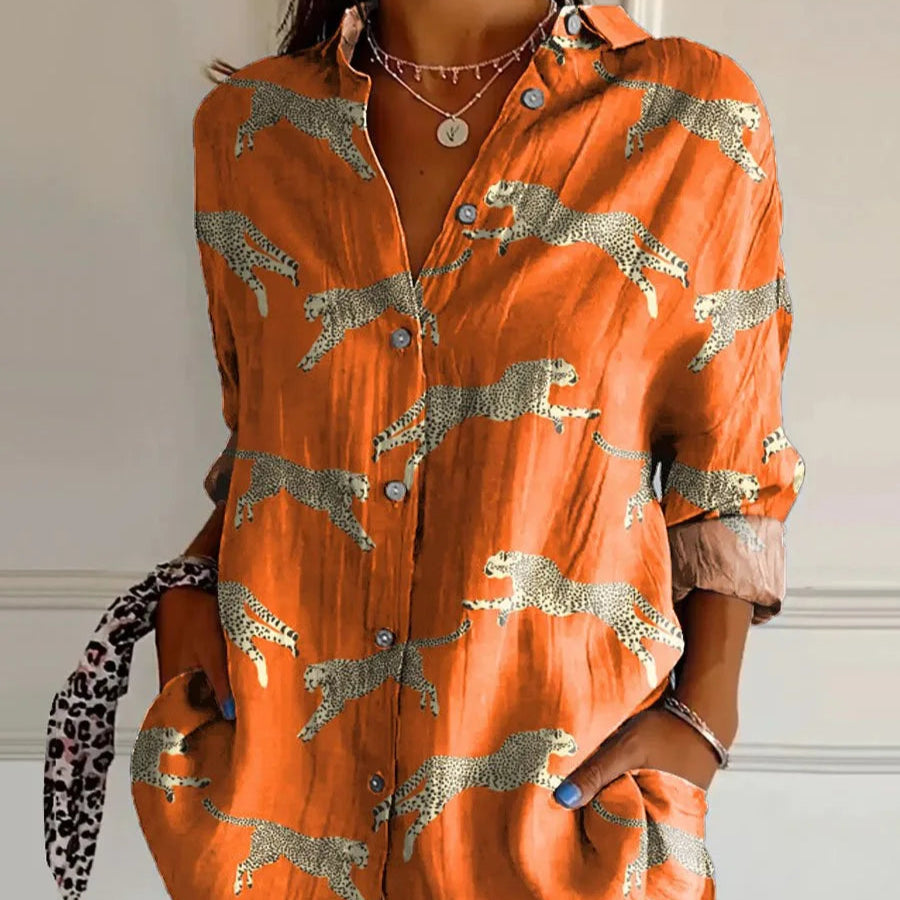 Women's - Floral Printed Spring Shirt - Lightweight Fabric - Ideal for Casual Outings - Stylish and Comfortable Design
