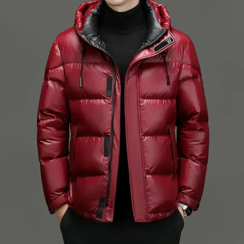 Men's - Hooded Winter Down Jacket - Warm & Stylish