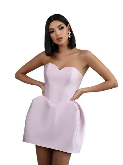 Women's - Elegant Balloon Dress - Lightweight Fabric - Ideal for Special Occasions - Stylish Women's Dress for Every Event