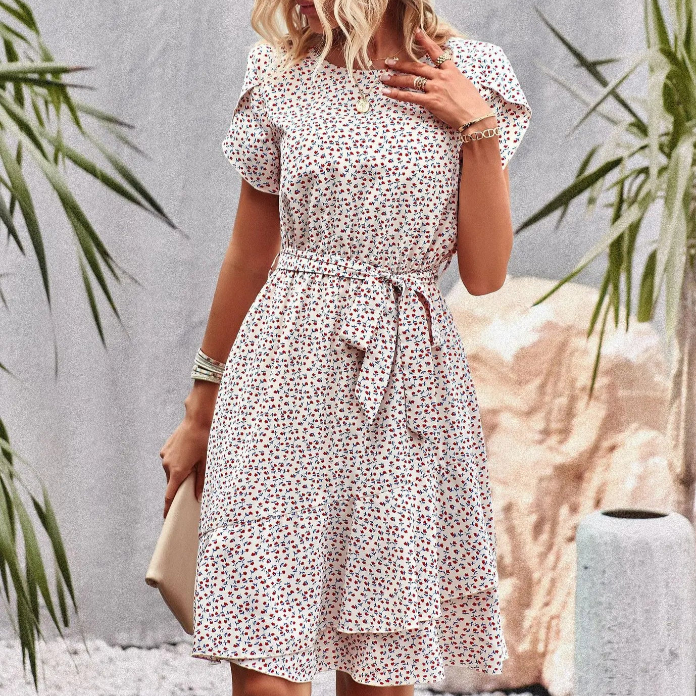 Women's - Summer Short Dress - Lightweight Fabric - Casual Chic Style - Ideal for Warm Weather Outings & Events