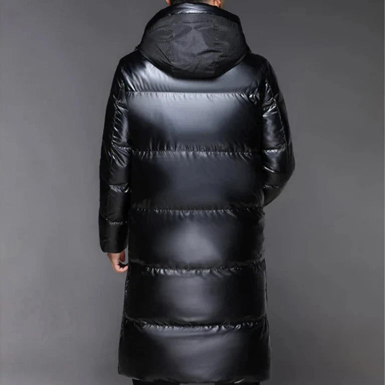 Men's - Black Long Jacket with Hood for Winter