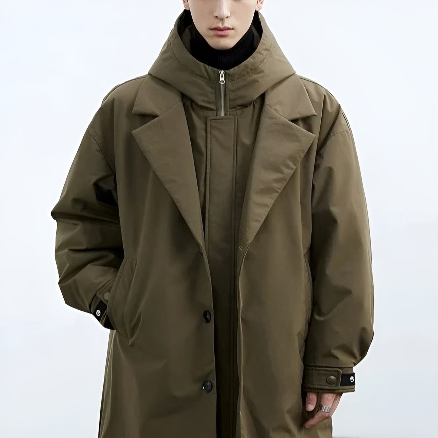Men's - Stylish Trench Coat - Water-Resistant Fabric - Perfect for All Seasons