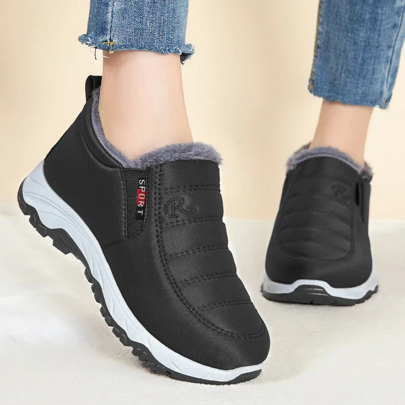 Women's - Stylish Winter Slip-On Boots - Zip Enclosure