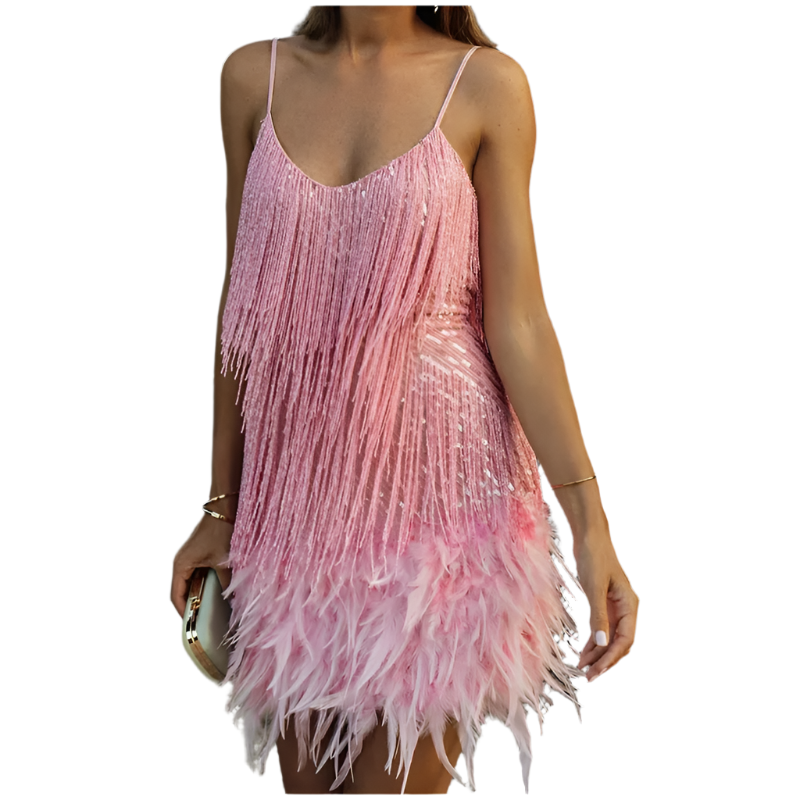 Women's - Playful Embellished Dress - Stylish & Fun, Perfect for Any Occasion - Eye-catching Design