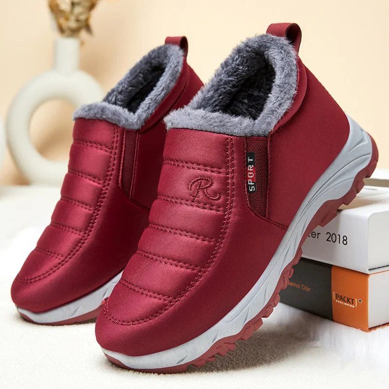 Women's - Stylish Winter Slip-On Boots - Zip Enclosure