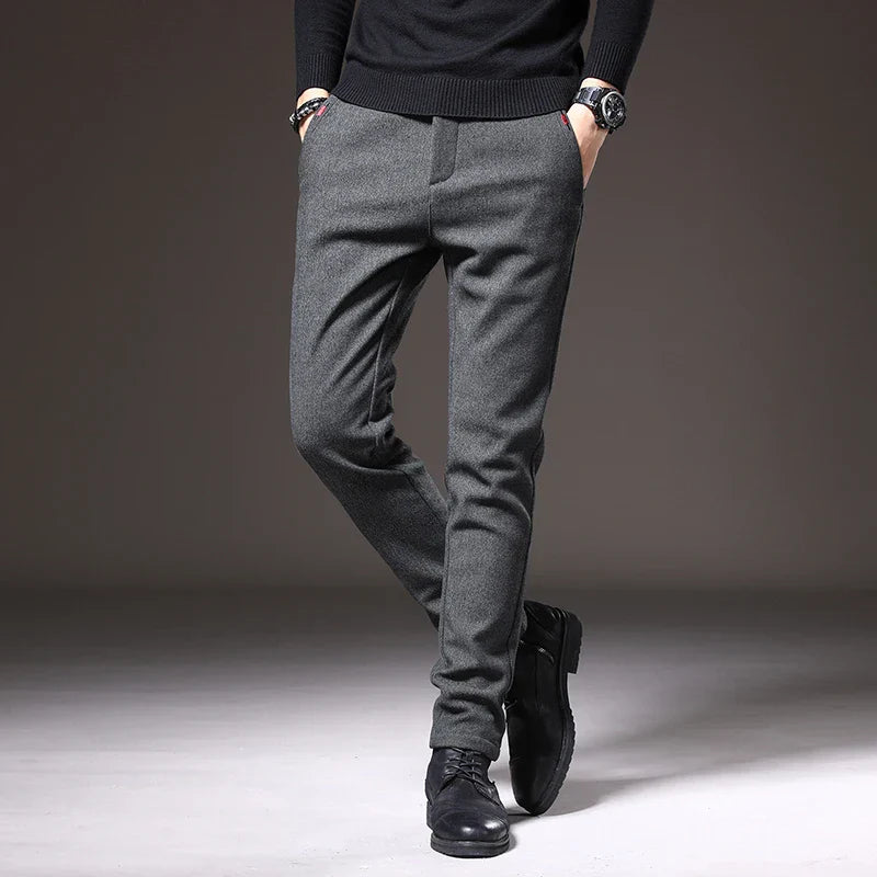 Men's - Slim Fit Pants - Comfortable Stretch Fabric - Stylish Everyday Wear