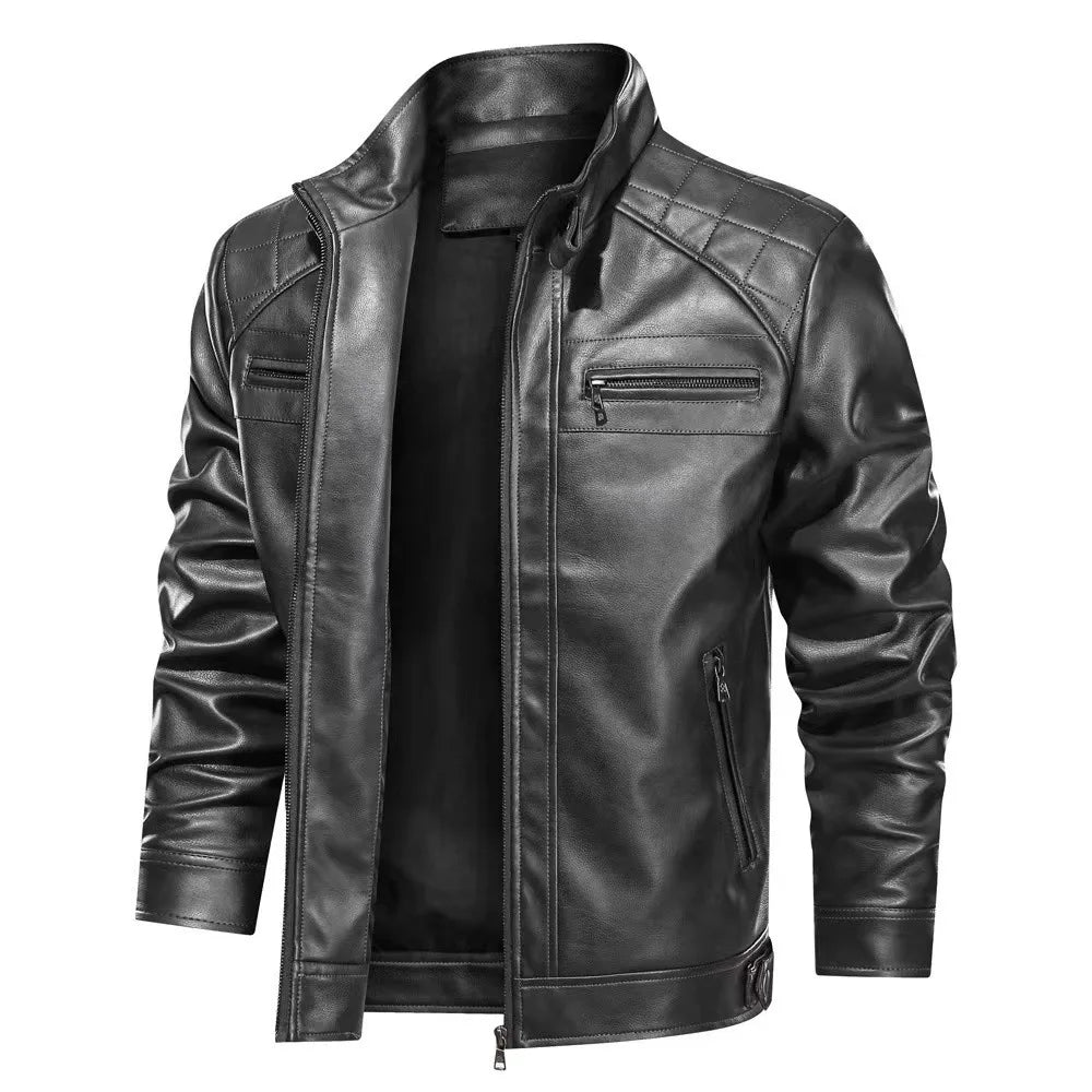 Men's - Biker Jacket - Black & Brown - Stylish Leather Outerwear