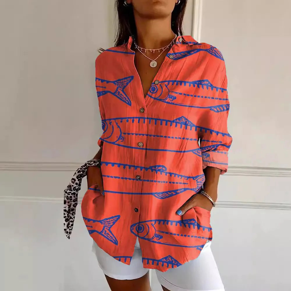 Women's - Floral Printed Spring Shirt - Lightweight Fabric - Ideal for Casual Outings - Stylish and Comfortable Design