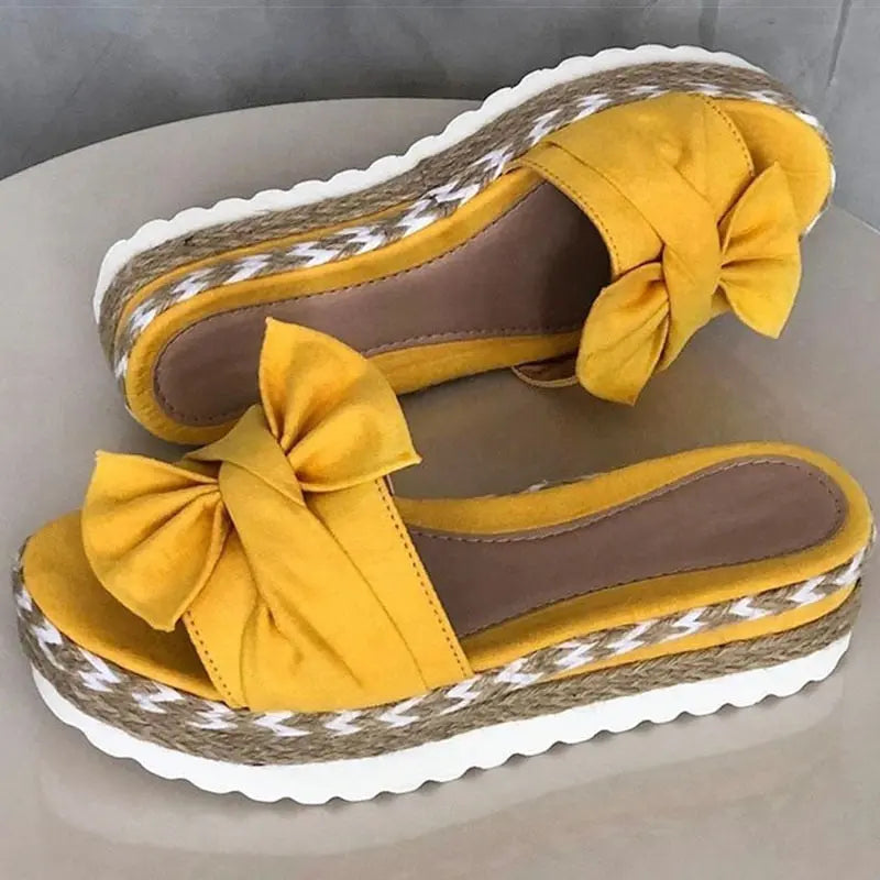 Women'e - Bliss Chic Summer Sandals with Adorable Bow Detail - Perfect for Casual Events