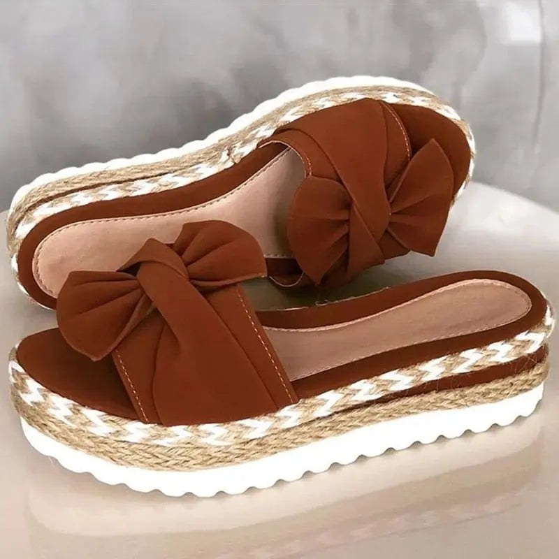 Women'e - Bliss Chic Summer Sandals with Adorable Bow Detail - Perfect for Casual Events