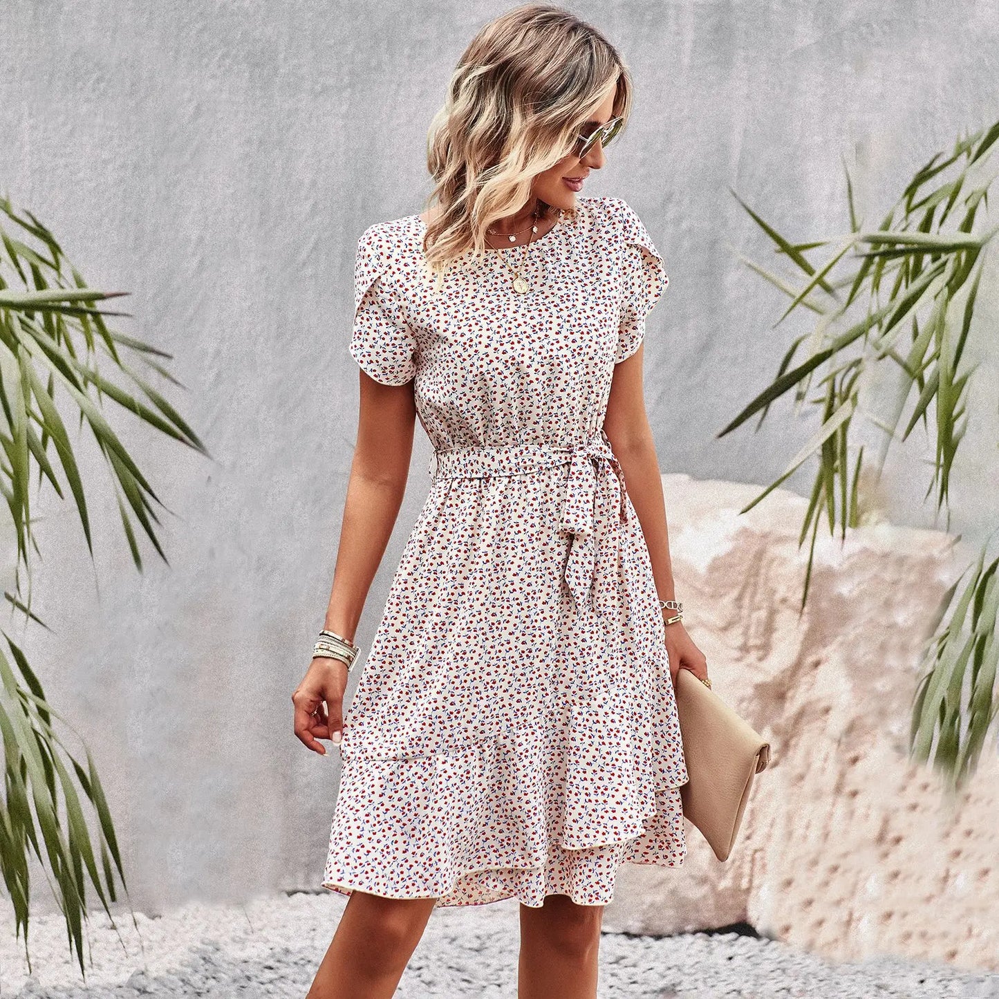Women's - Summer Short Dress - Lightweight Fabric - Casual Chic Style - Ideal for Warm Weather Outings & Events
