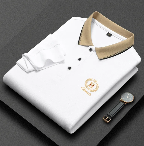 Men's - Classic Long Sleeve Polo Shirt - Soft Cotton Blend - Stylish & Comfortable - Perfect for Casual or Business Wear