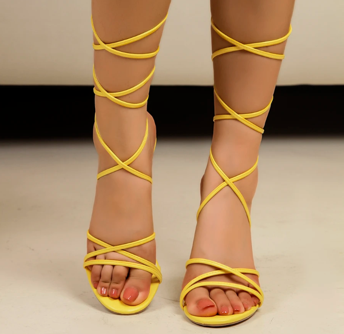 Women's - String High Heels - Elegant Design - Comfortable Fit - Fashionable Footwear for Any Occasion